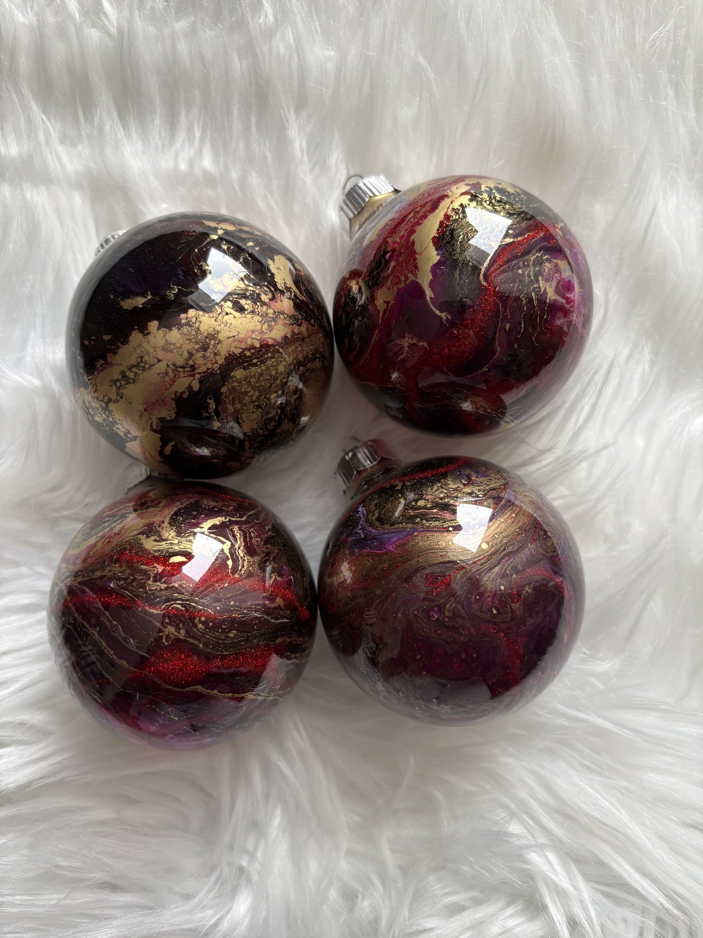 Black, red and gold ornaments