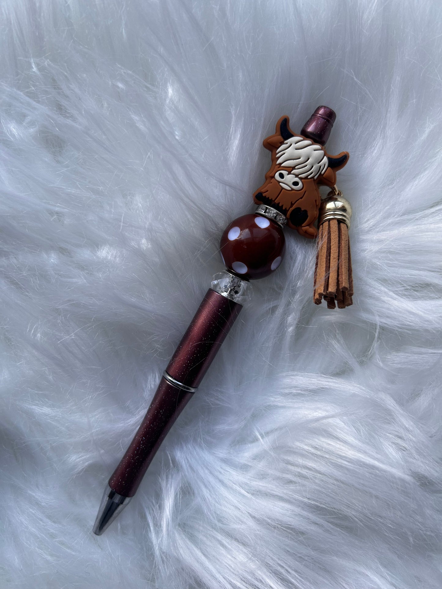 Highland Cow Beaded Pen