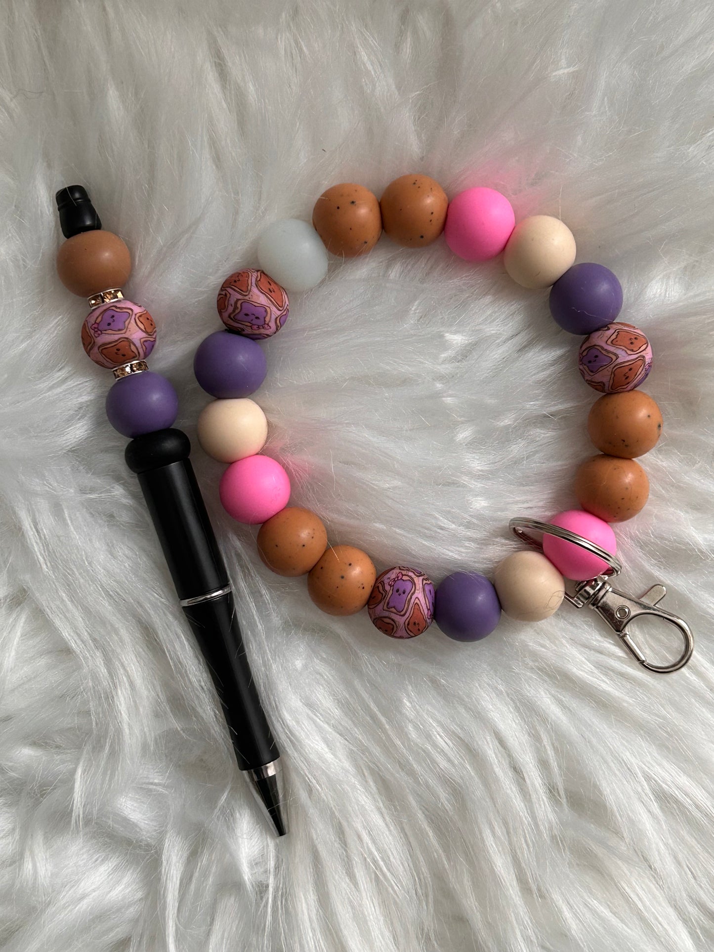 Peanut Butter Jelly Time Key Ring & Beaded Pen Combo