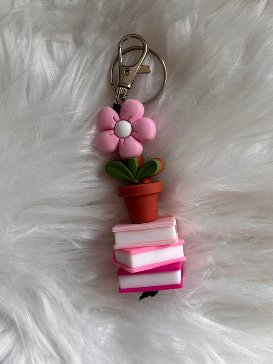 Pink Flower Straight Keychain